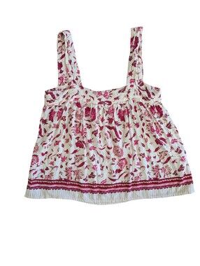 Natalie Martin Jasmine Babydoll Sleeveless Top Small Revolve Summer Floral Pleat